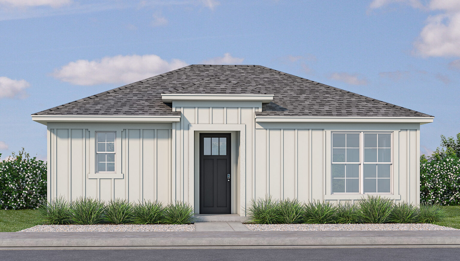 rendering of a white standalone home